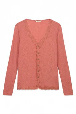 Slowlove T-Shirts-casaco de malha de renda Subiu