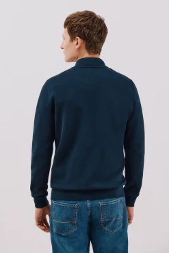 Cortefiel Camisolas-Casaco de malha gola bomber Azul