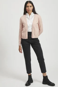 Vila Camisolas-Casaco de malha longo de malha com viscose Subiu