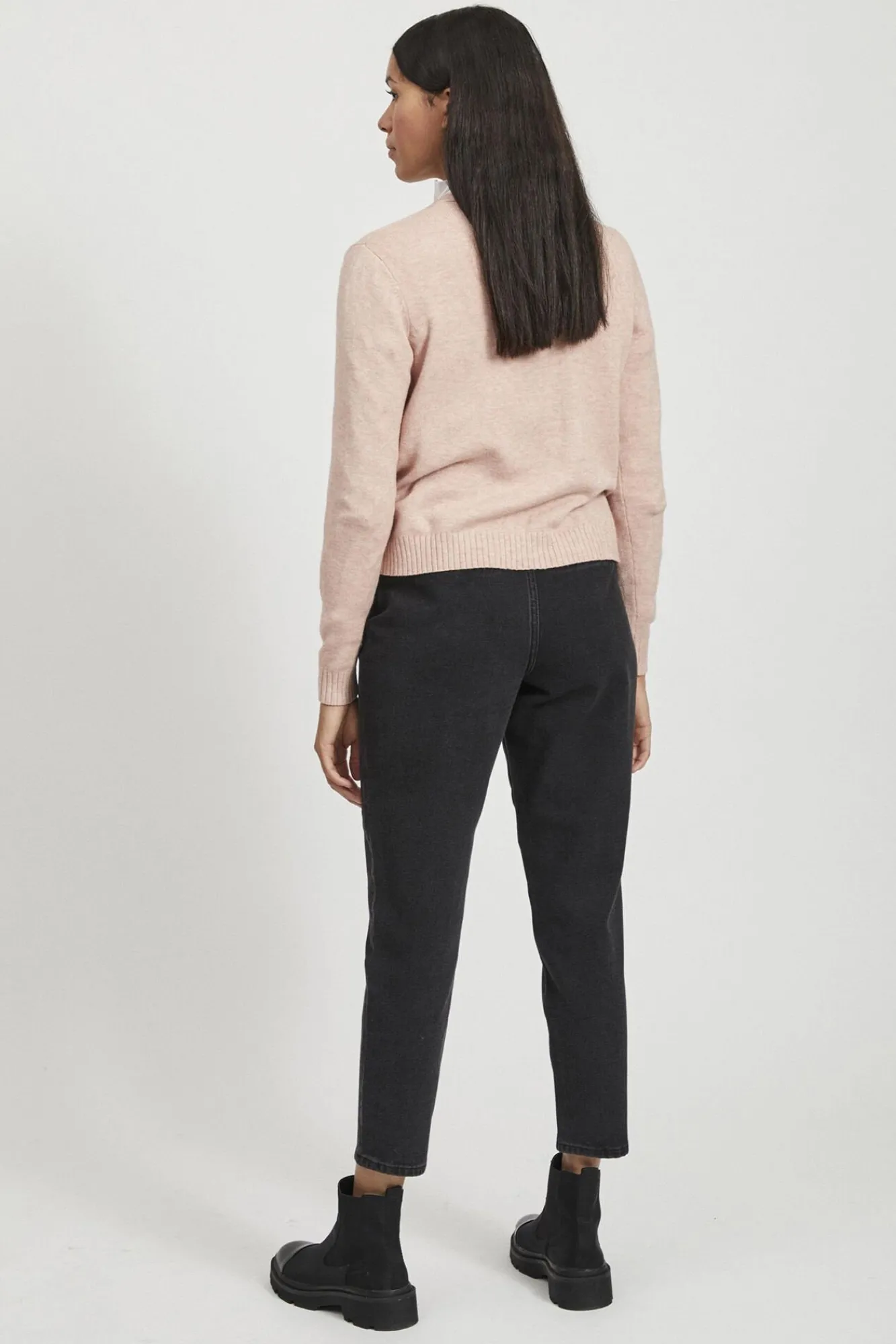 Vila Camisolas-Casaco de malha longo de malha com viscose Subiu