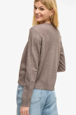 Vila Camisolas-Casaco de malha longo de malha com viscose Tostado