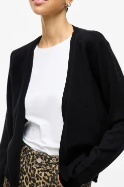 Vila Camisolas-Casaco de malha longo de malha com viscose Preto