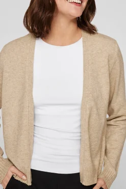 Vila Camisolas-Casaco de malha longo de malha com viscose Castanho