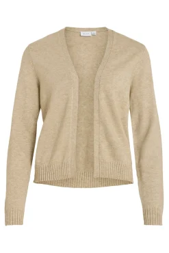 Vila Camisolas-Casaco de malha longo de malha com viscose Castanho