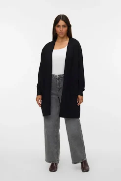 Vero Moda Curve Camisolas-Casaco de malha longo plus size Preto