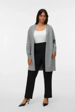 Vero Moda Curve Camisolas-Casaco de malha longo plus size Cinzento