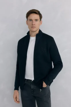 Pedro del Hierro Camisolas-Casaco de malha tecido técnico Preto