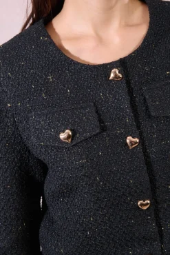 Molly Bracken Sobretudos-Casaco de manga comprida com detalhe de coração Preto