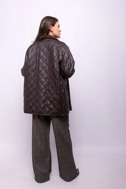 Object Sobretudos|Casacos-Casaco de pele sintética sobretudo Castanho