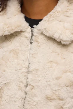 Vila Sobretudos|Casacos-Casaco de pele sobretudo com fecho-éclair Tostado