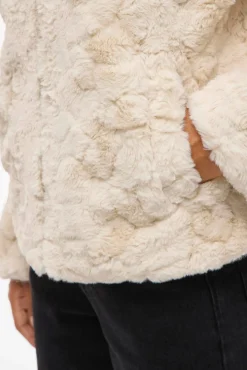 Vila Sobretudos|Casacos-Casaco de pele sobretudo com fecho-éclair Tostado