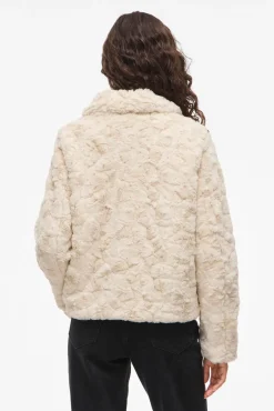 Vila Sobretudos|Casacos-Casaco de pele sobretudo com fecho-éclair Tostado