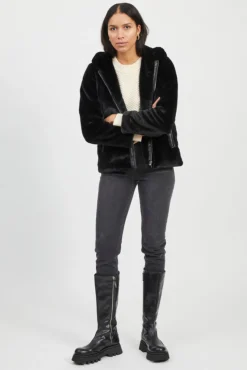 Object Casacos-Casaco de peluche Preto