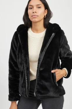 Object Casacos-Casaco de peluche Preto