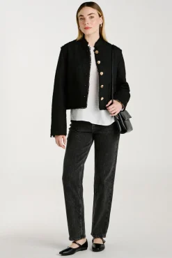 Vila Sobretudos-Casaco de tecido com botões Preto