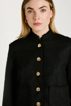 Vila Sobretudos-Casaco de tecido com botões Preto