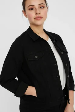 Vero Moda Curve Sobretudos-Casaco denim tamanho grande Preto