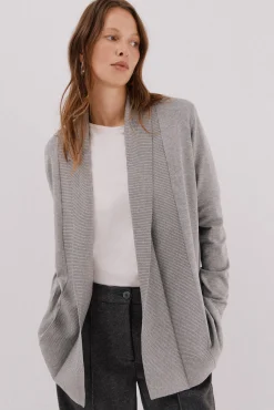 Cortefiel Camisolas-Casaco gola xaile Cinzento