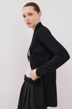 Cortefiel Camisolas-Casaco gola xaile Preto