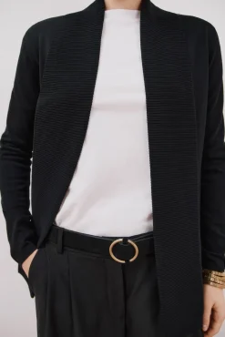 Cortefiel Camisolas-Casaco gola xaile Preto