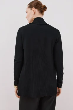 Cortefiel Camisolas-Casaco gola xaile Preto