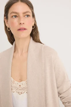 Cortefiel Camisolas-Casaco gola xaile Castanho