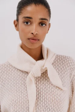 Cortefiel Camisolas-Casaco lenço de malha Ecru