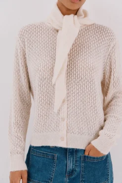 Cortefiel Camisolas-Casaco lenço de malha Ecru