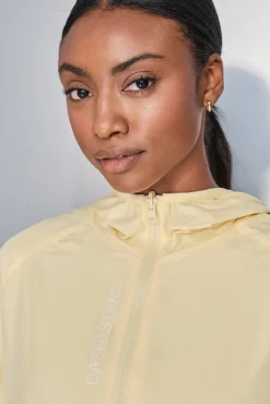 Dash and Stars Sobretudos-Casaco leve reversível com capuz amarelo impress&atilde;o