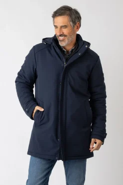 Privata Casacos-Casaco longa com capuz Azul