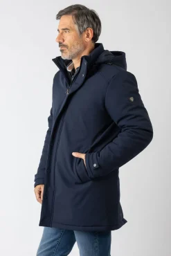 Privata Casacos-Casaco longa com capuz Azul