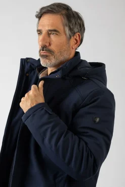 Privata Casacos-Casaco longa com capuz Azul