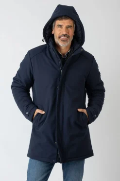 Privata Casacos-Casaco longa com capuz Azul