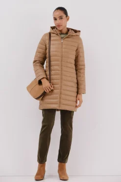 Cortefiel Casacos|Acolchoados E Agasalhos-Casaco longo de Sobretudo Tostado