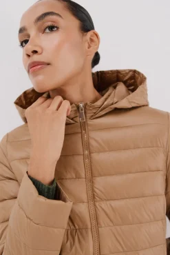 Cortefiel Casacos|Acolchoados E Agasalhos-Casaco longo de Sobretudo Tostado