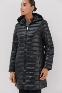 Cortefiel Casacos|Acolchoados E Agasalhos-Casaco longo de Sobretudo Preto