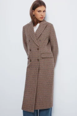 Springfield Casacos-Casaco longo xadrez sobretudo cru
