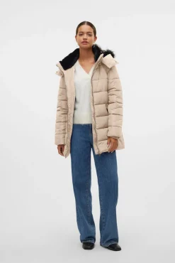 Vero Moda Sobretudos|Casacos-Casaco midi sobretudo Tostado