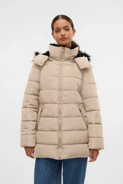 Vero Moda Sobretudos|Casacos-Casaco midi sobretudo Tostado