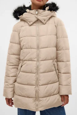 Vero Moda Sobretudos|Casacos-Casaco midi sobretudo Tostado