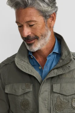 Silbon Casacos-Casaco militar com manchas tingidas Verde