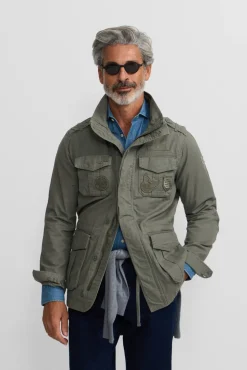 Silbon Casacos-Casaco militar com manchas tingidas Verde