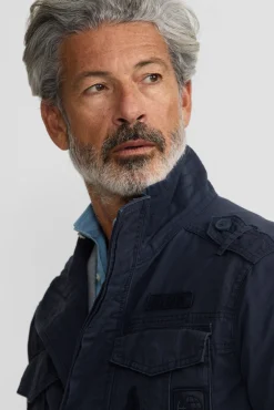 Silbon Casacos-Casaco militar com manchas tingidas Azul