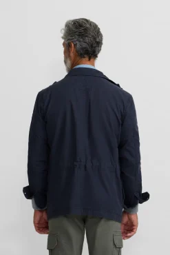 Silbon Casacos-Casaco militar com manchas tingidas Azul