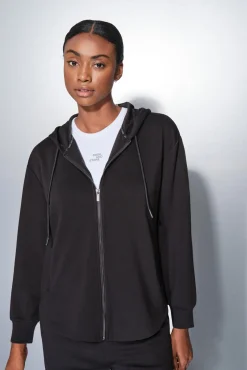 Dash and Stars Sobretudos-Casaco preta com fecho-éclair preto