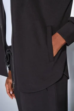 Dash and Stars Sobretudos-Casaco preta com fecho-éclair preto