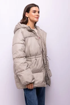 Object Sobretudos|Casacos-Casaco sobretudo com capuz Tostado