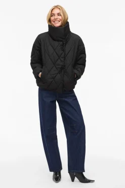 Vila Sobretudos|Casacos-Casaco sobretudo com gola chaminé Preto