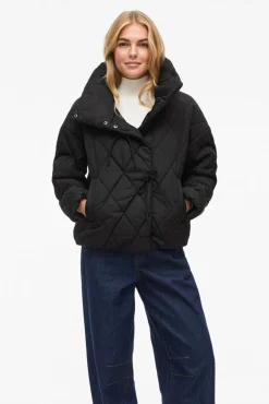 Vila Sobretudos|Casacos-Casaco sobretudo com gola chaminé Preto