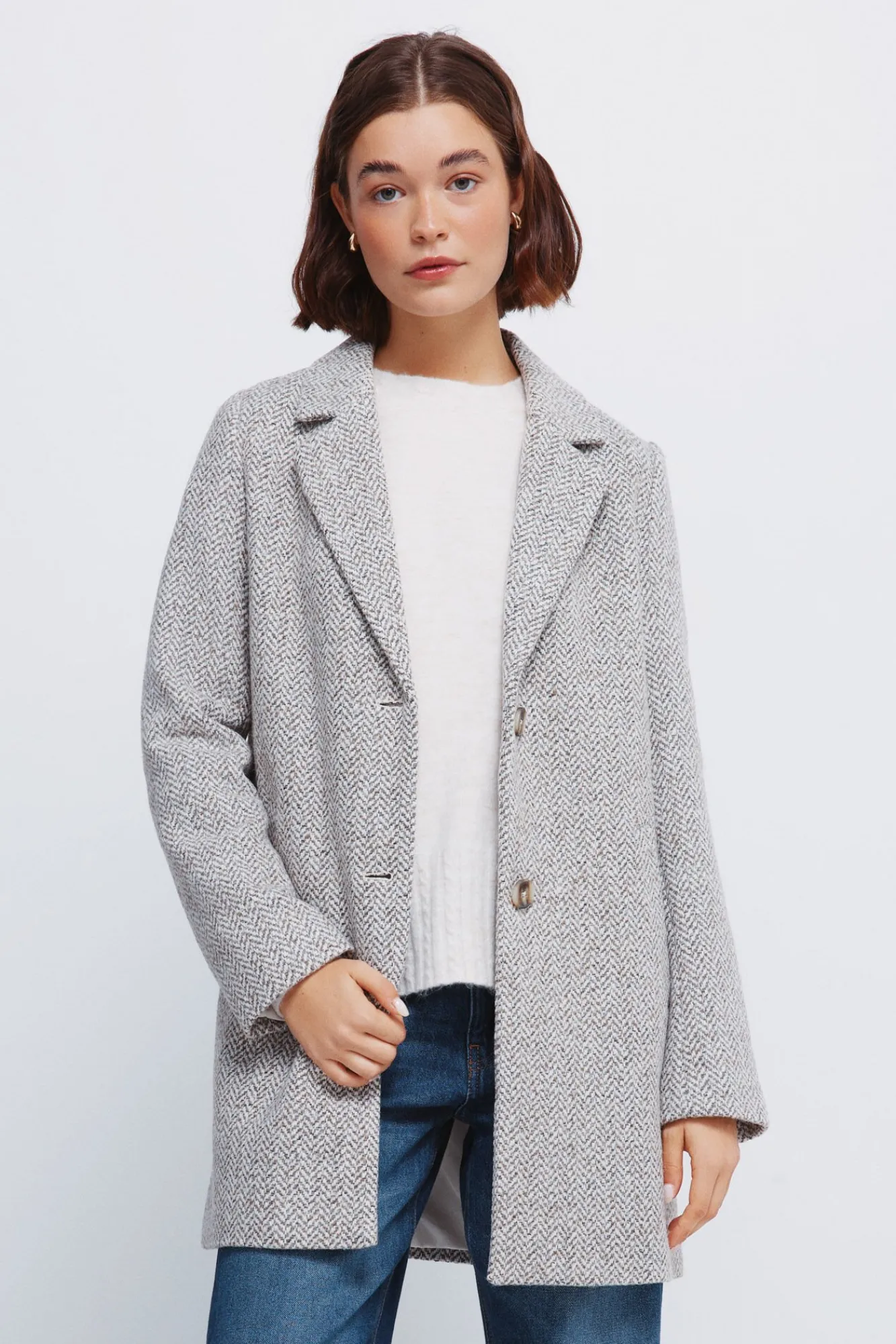 Springfield Casacos-Casaco sobretudo com gola de lapela cinzento